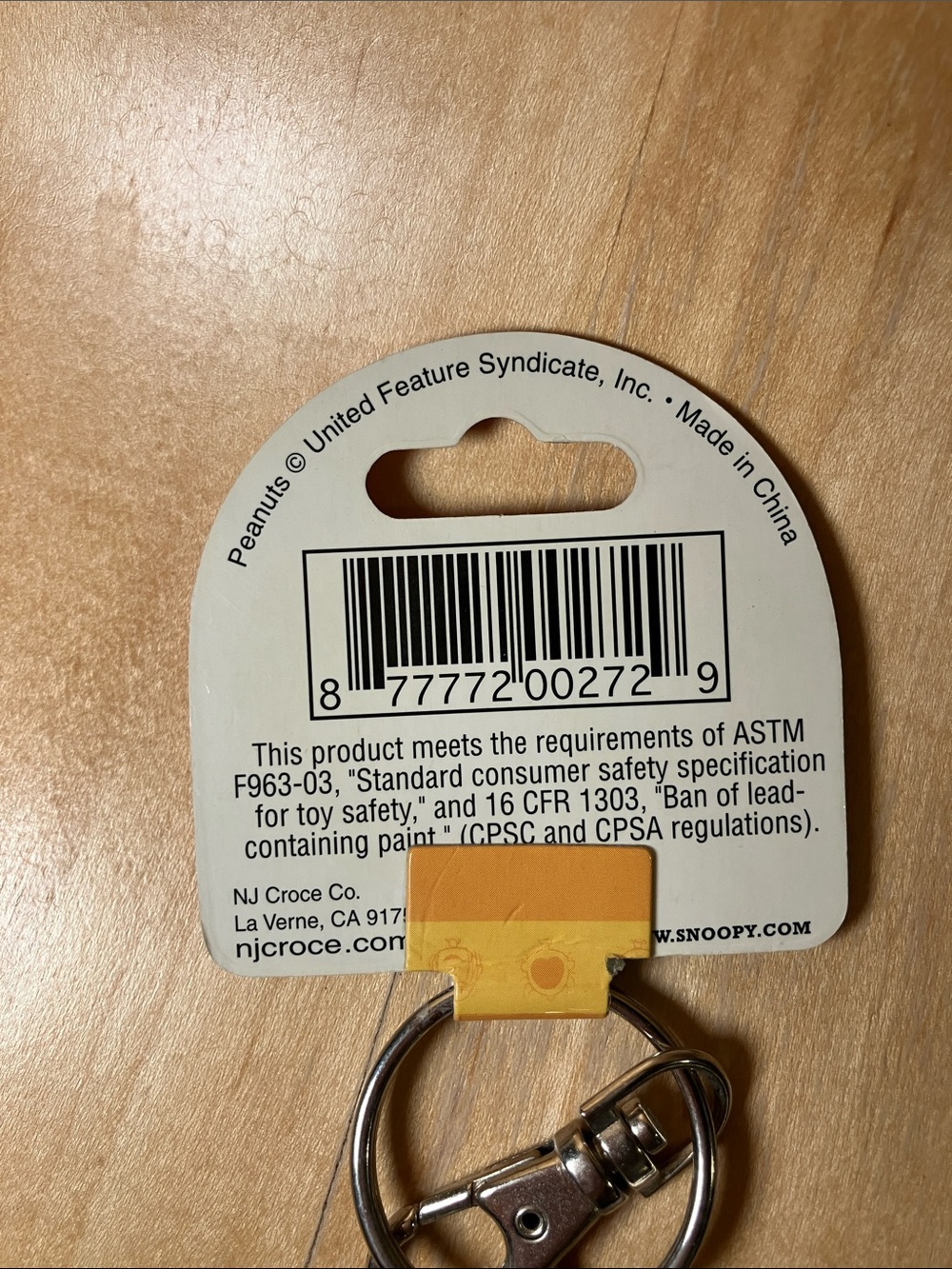 Peanuts Woodstock Bendable Clip-On Keychain - Picture 2 of 5